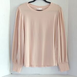 LC Lauren Conrad Ballerina Tulle (Pink) Smocked Cuff Knit Pullover Top Sz XL NWT